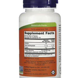 Now foods certified organic spirulina 500mg tablets