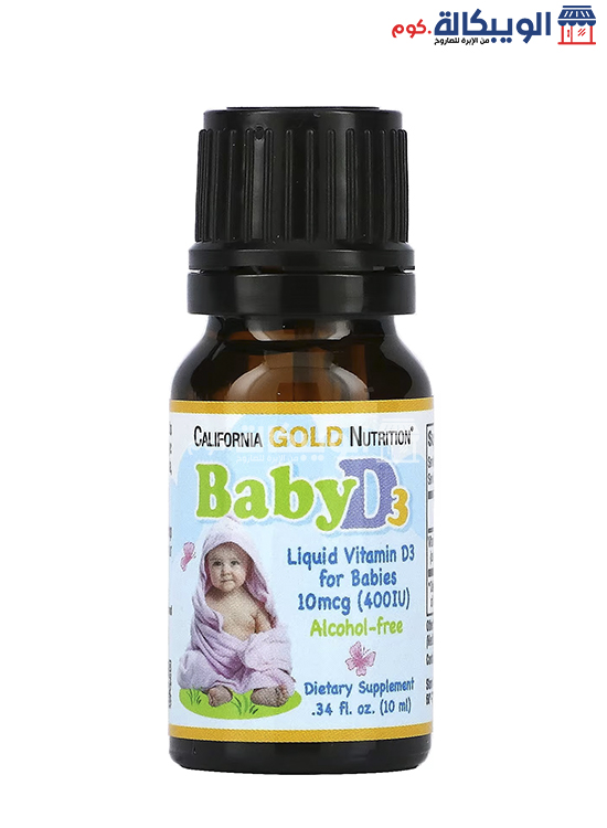 نقط فيتامين د للرضع California Gold Nutrition Baby Vitamin D3 Liquid 400 Iu