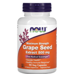 حبوب بذور العنب من ناو فودز للصحة العامة 90 كبسولة نباتية - NOW Foods Maximum Strength Grape Seed Extract