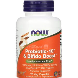 بروبيوتيك ناو فودز‏ & بيفيدو 25 مليار لصحة الامعاء 90 كبسولة نباتية - NOW Foods Probiotic-10 & Bifido Boost 25 Billion 90 Veg Capsules