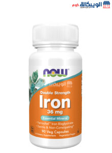 Now Foods Iron Double Strength Capsules For Support Immune Health 36 Mg 90 Veg Capsules 