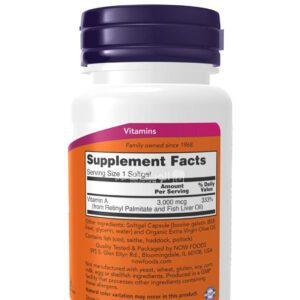 NOW Foods Vitamin A Softgels for support immune system health 10,000 IU 100 Softgels 
