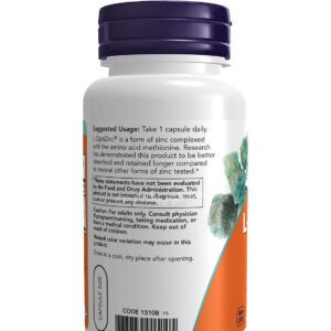 NOW Foods L OptiZinc Capsules for support immune system health 30 mg 100 Veg Capsules 