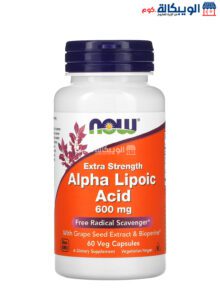 ألفا ليبويك اسيد أقراص 600 ملجم من ناو فودز‏ مضاد للأكسدة 60 قرص نباتية - Now Foods Alpha Lipoic Acid  600 Mg 60 Veg Capsules