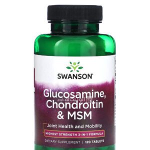 جلوكوزامين كبسول وكوندروتن وميثيل سلفونيل ميثان من سوانسون لصحة المفاصل 120 كبسولة - Swanson Glucosamine Chondroitin & MSM 120 Tablets
