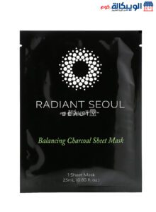 قناع الفحم الورقي من راديانت سول بيوتي لتوازن البشرة  قناع ورقي واحد 0.85 أونصة 25 مل - Radiant Seoul Balancing Charcoal Beauty Sheet Mask 1 Sheet Mask 0.85 Oz (25 Ml)
