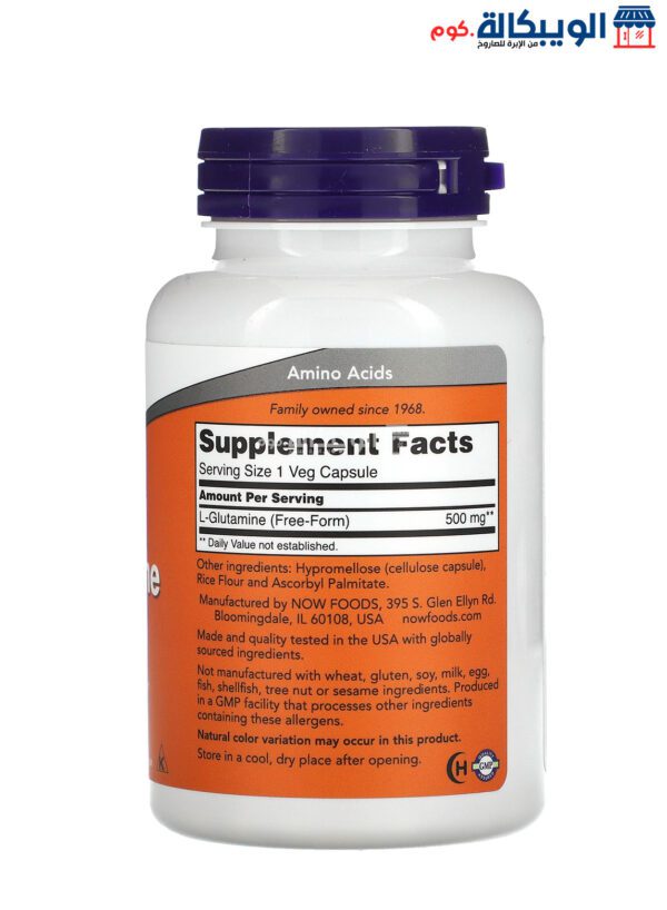 Now L Glutamine Capsules For Supports Immune System 500 Mg 120 Veg Capsules