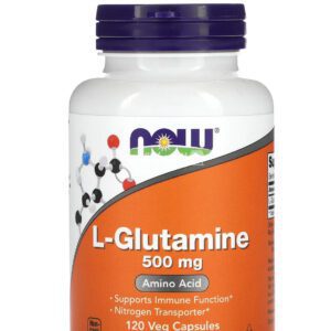 كبسولات جلوتامين من ناو فودز يدعم جهاز المناعة 500 ملجم 120 كبسولة نباتية - NOW Foods L Glutamine 500 mg 120 Veg Capsules